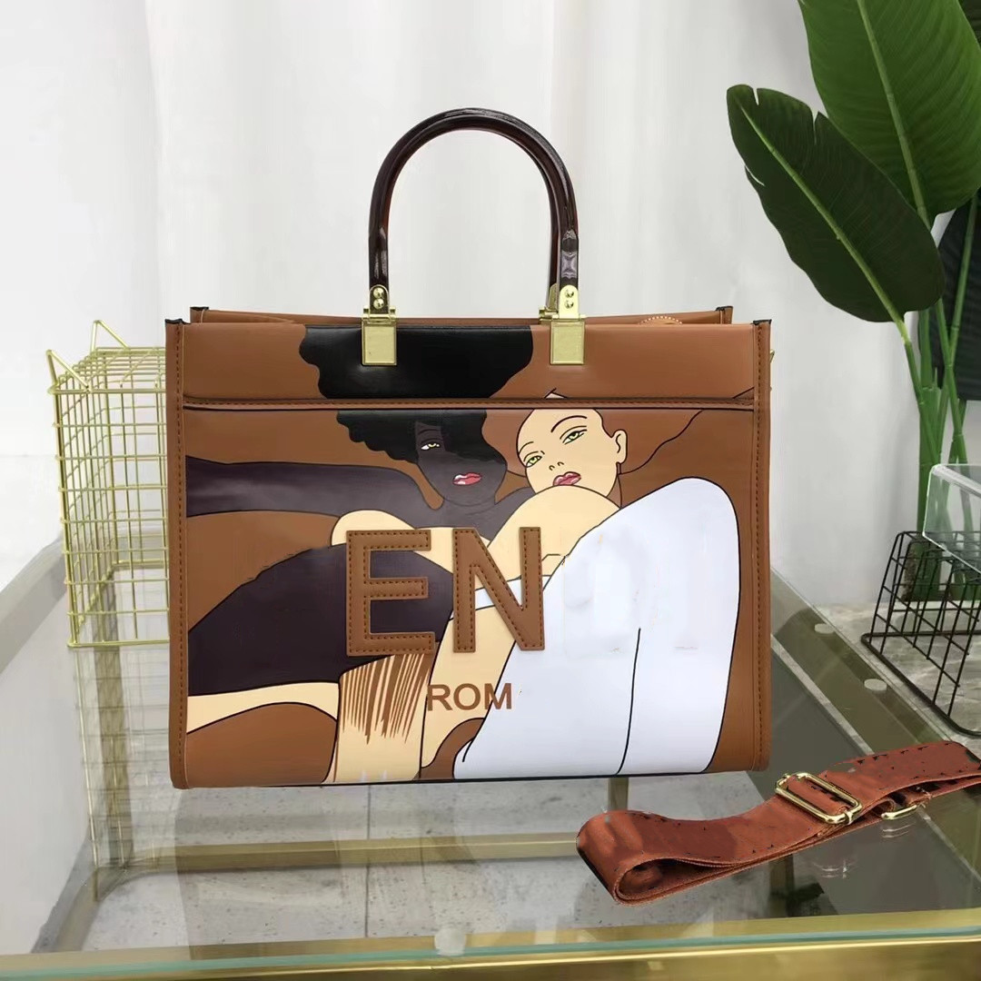 

Designers Sunshine Tote Shopping Bag Women Fashion Top Handle crossbody shoulder strap Beach Style handbag letter Rom print PU leather Travel Luxury purse, White