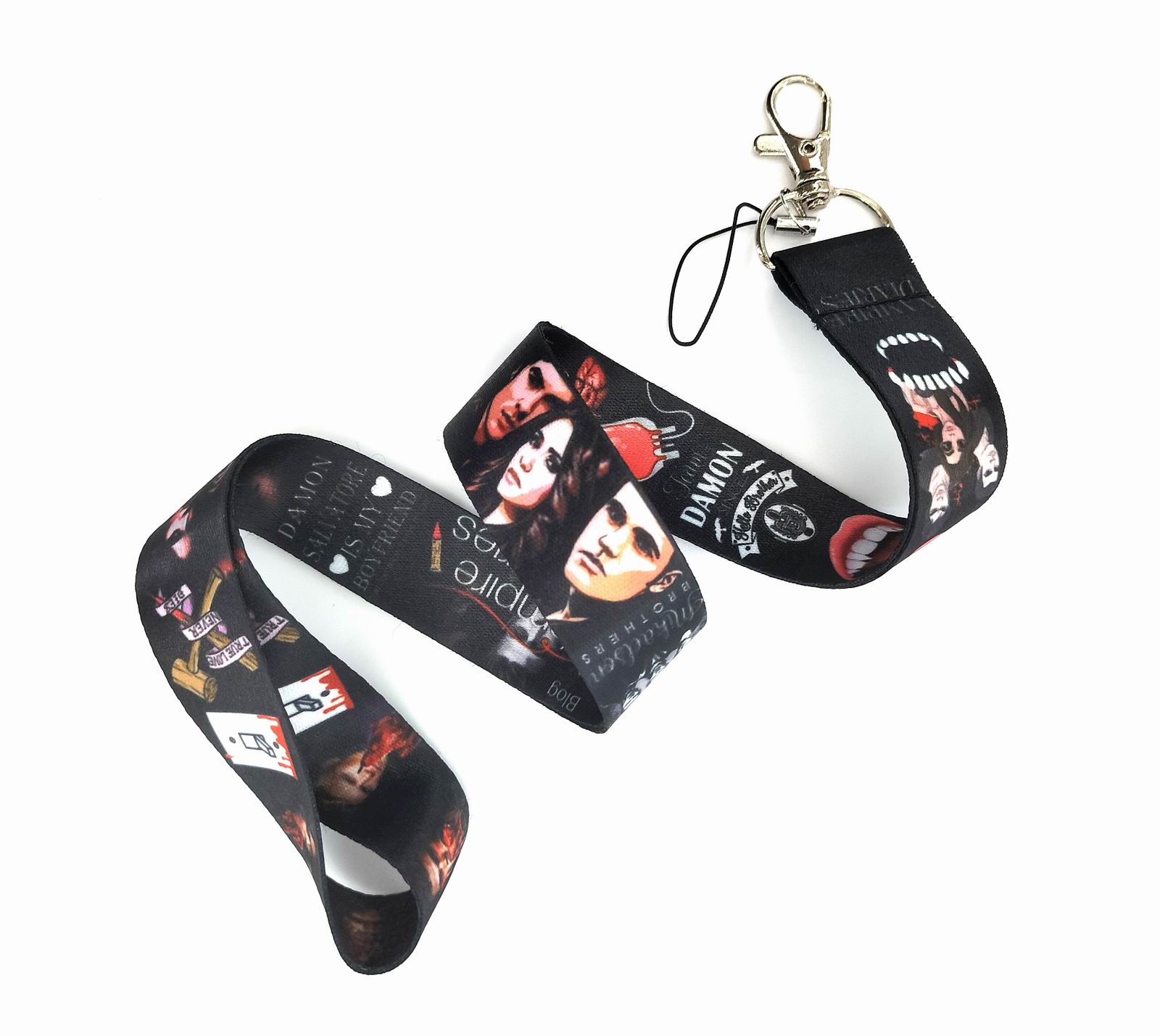 

Cell Phone Straps & Charms 30pcs Cartoon Vampire Diaries Key Lanyard ID Badge Holders Animal Phone Neck Straps with Keyring Phone gift Accessories Wholesale