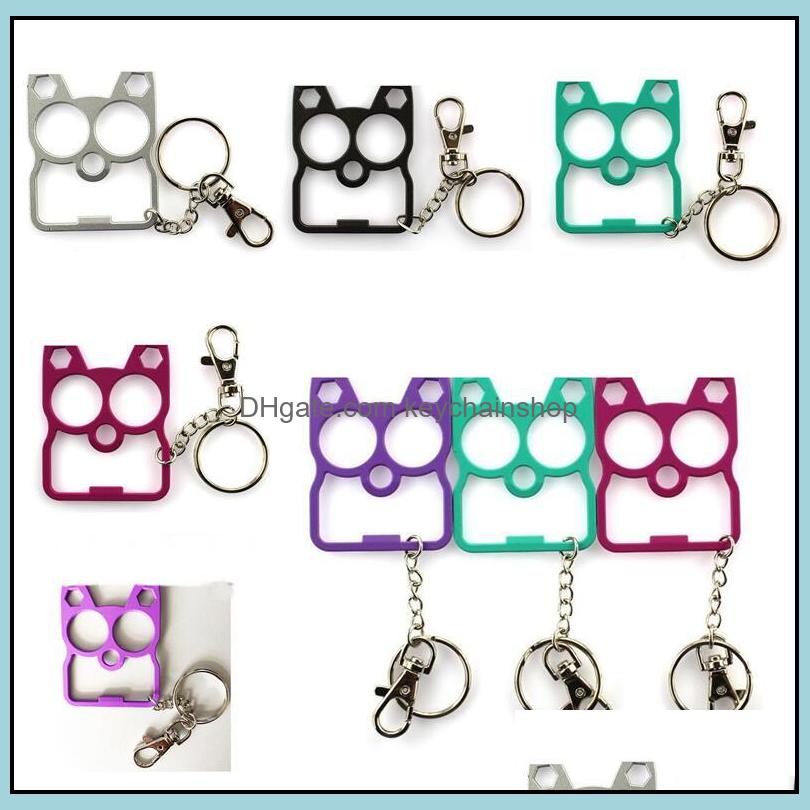 

Keychains Fashion Accessories 6 Colors Mti Function Self Defense Keychain Mental Cat Car Bottle Opener Creative Wrench Broken Window Key Cha