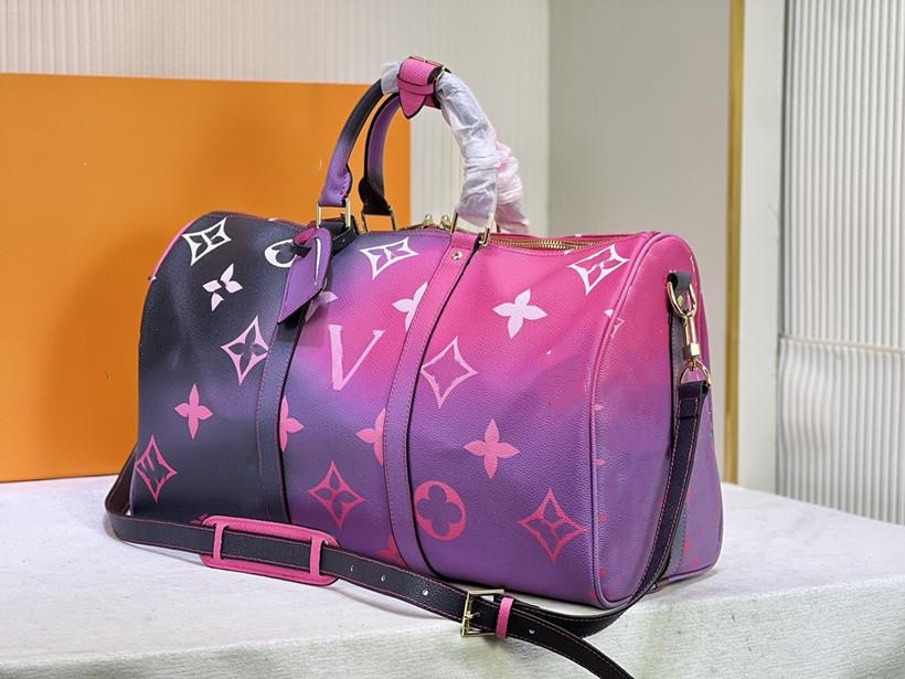 

Luxurys Designer Duffel Bags Speedy 45 CM Women Travel Bag Fashion Gradient Monograms Giant Genuine Leather Sport Outdoor Packs Soft Sided Suitcase Kee Luggage pall, 45 x 27 x 20cm