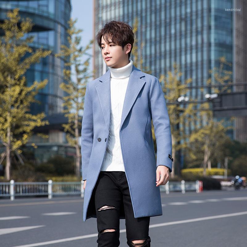 

Men's Wool & Blends Woolen Coat Thick Casual Mid-length Trench 2022 Trend Fashion Mens Jackets And Coats Clothing Kend22, Black