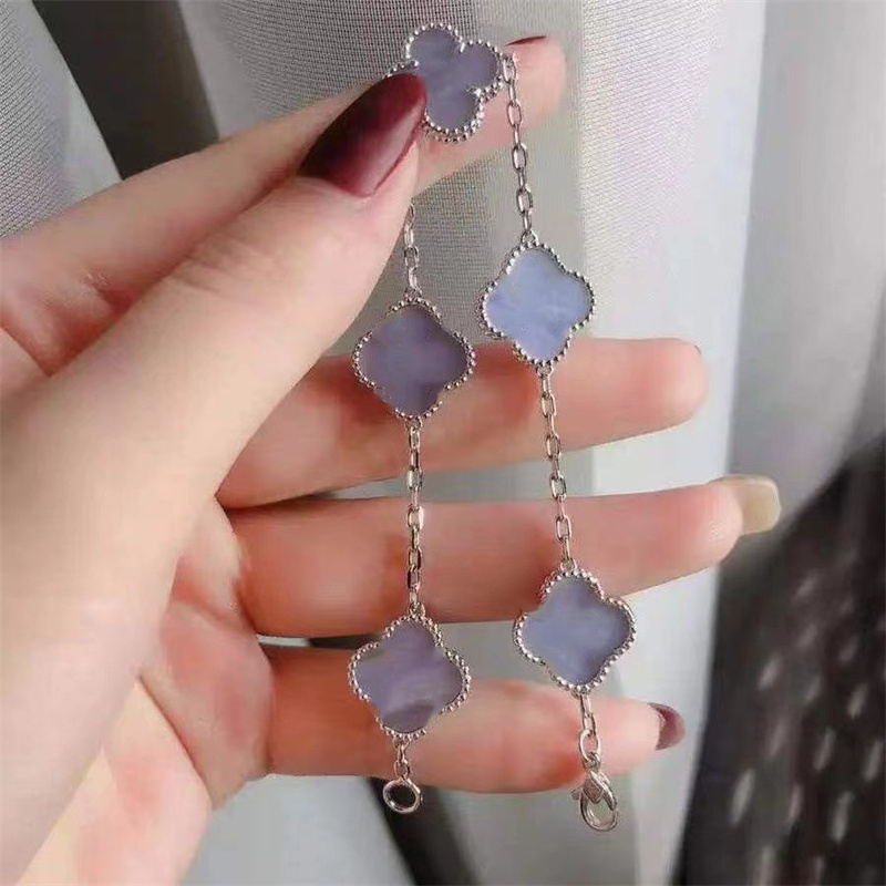 Fashion Classic 4/Four Leaf Clover Charm Bracelets Bangle Chain 18K Gold Agate Shell Mother-of-Pearl for Women&Girl Wedding Mother's Day Jewelr