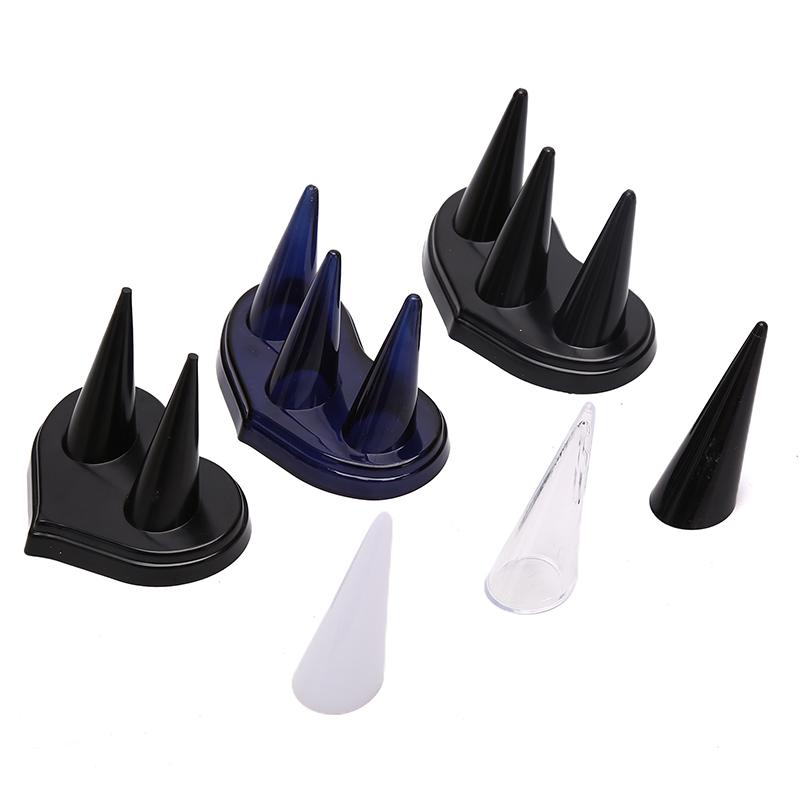 

Jewelry Pouches, Bags Plastic Finger Cone Ring Holder Display Stand Organizer Storage Rack Showcase For Exhibit