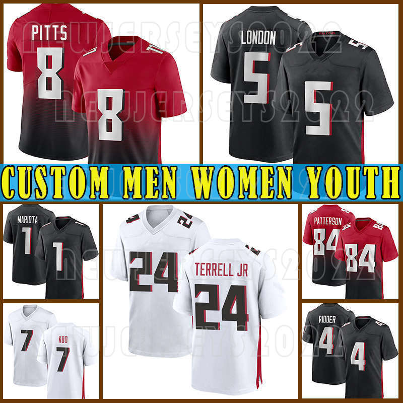 

1 Marcus Mariota 8 Kyle Pitts Football Jerseys Desmond Ridder Drake London A.J. Terrell Jr Younghoe Koo Atlantas Falcon Cordarrelle Patterson 18 Ridley Justin Shaffer, Custom men (lieying)