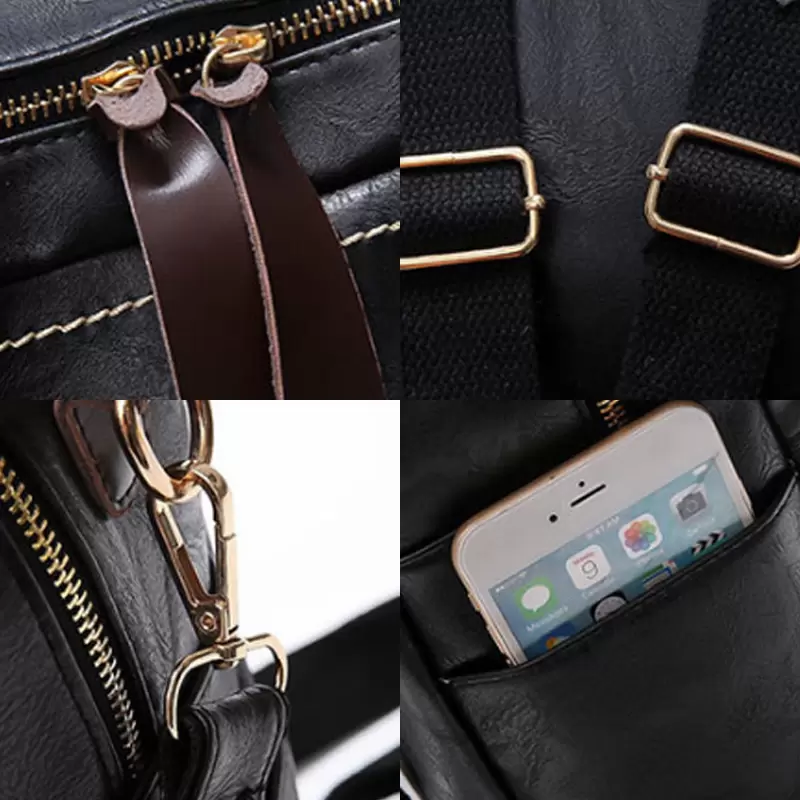 

waist bagswomens leather backpack for girls female antitheft backpack large capacity briefcase for teens school fashion travel bag m122, Black