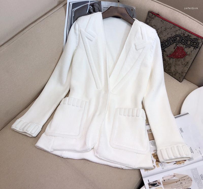 

Women' Knits & Tees Shoulder Pads Are Pure Color Of Fund 2022 Autumn Winters Is Knitted Cardigan Coat Pocket 1016 Perf22, White