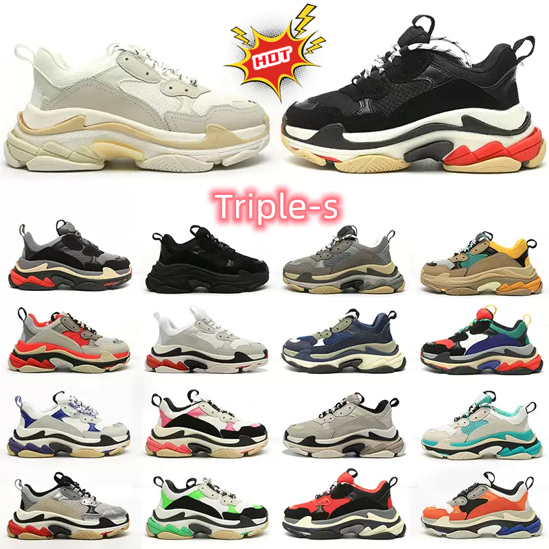 

2022 Top Quality Mens Womens Casual Shoes triple s sneakers Triple S White Black Blue Cushion Low Make Old Combination Boots Sports Size 35-45, Colour-x8
