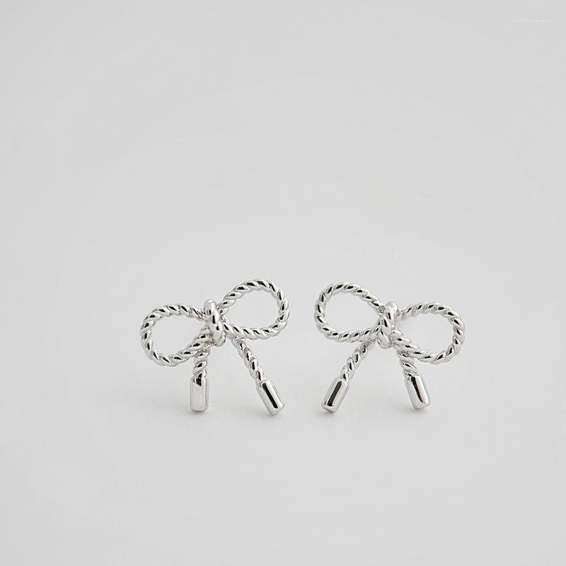 

Stud Cute Simple Woven Twist Bow Knot Shape Earrings For Women Pretty Sterling Silver Party JewelryStud Mill22