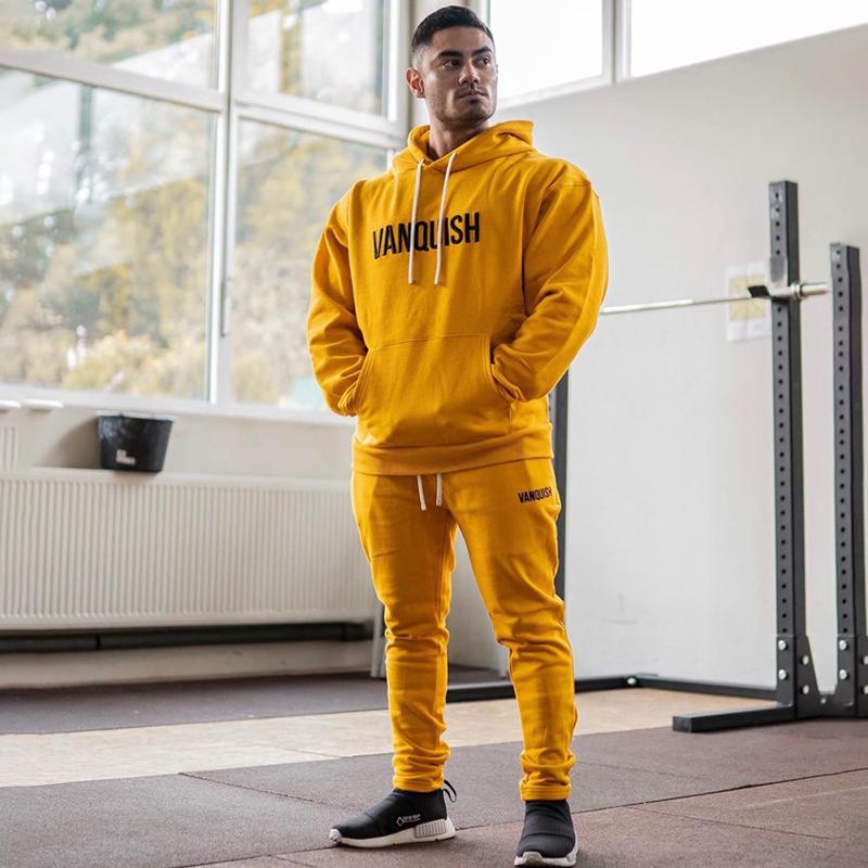 

Men's Tracksuits Men's Sports Leisure Suit Outdoor Fitness Exercise Pullover Sportswear Loose Trend Two-piece Set Jogging Fashion SuitMe, Black yellow pants