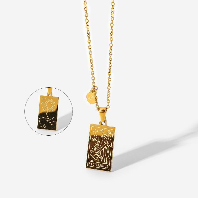 

Pendant Necklaces Ins Sagittarius Charm Necklace Women 12 Zodiac Signs Chocker 18k Gold Stainless Steel Fashion Chain Jewelry WholesalePenda