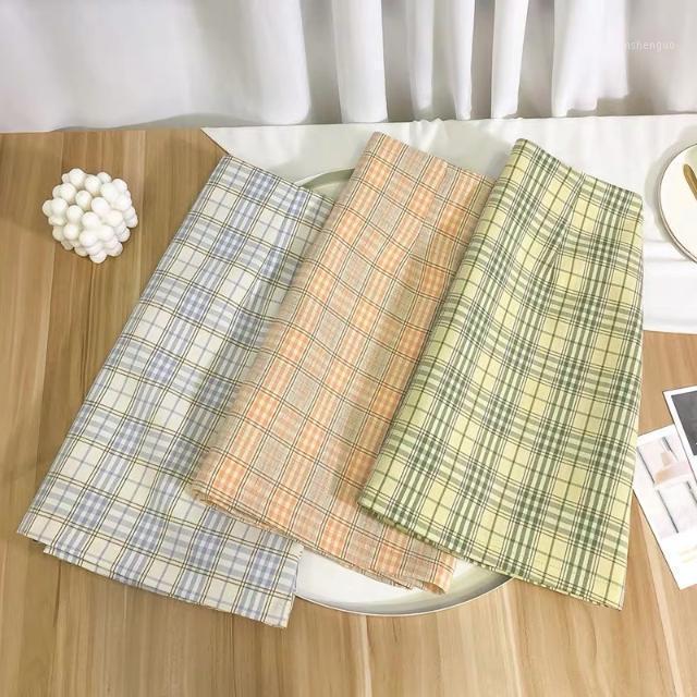 

Skirts European And American Retro Plaid Skirt Women' 2022 Summer Light Proof High Waist Hip, Blue