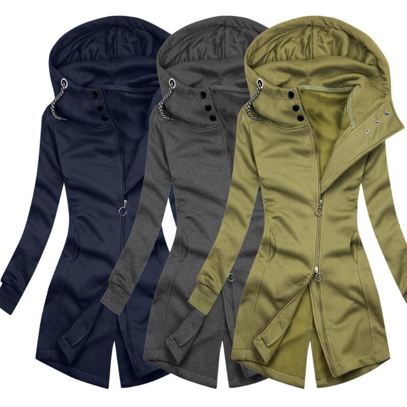 

Women' Jackets Women Hoodie Casual Irregular Pure Color Coat Streetwear, Navy blue