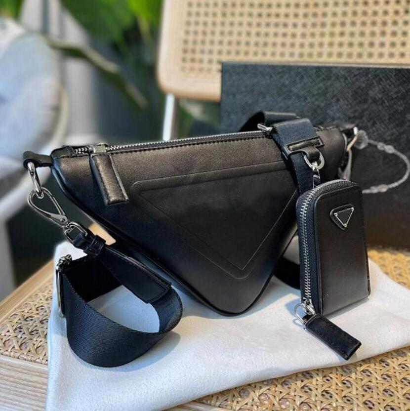 Fashion Designer Shoulder Bags Women Leather Crossbody Handbag Triangle Bag 2 Pcs Set with Mini Coin Case Wallet Purse Luxury High Quality Evenin