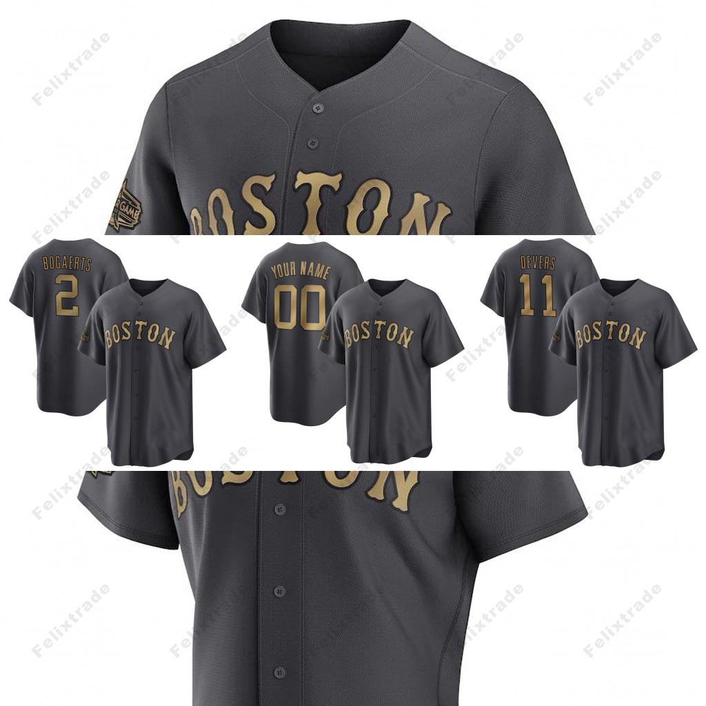 

Custom 2022 All-Star Sox Jersey 11 Rafael Devers Red Xander Bogaerts Enrique Hernandez J.D. Martine Alex Verdugo Bobby Dalbec Chris Sale Trevor Gold Trimmed Dark Grey