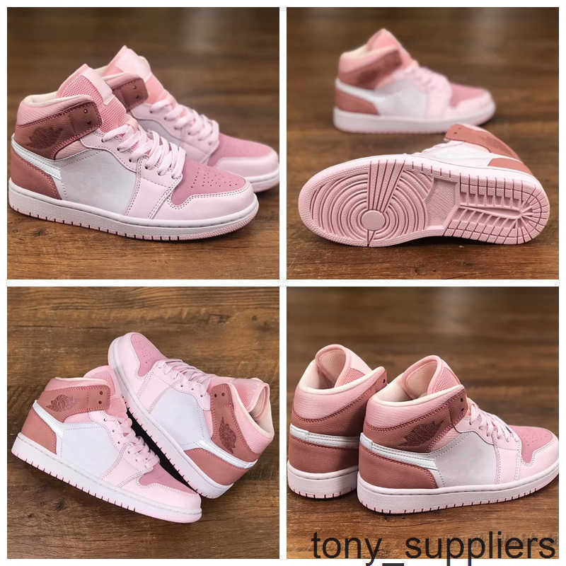 

New Hot 1 Mid WMNS Digital Pink Women Sneakers 2022 Basketball Shoes Designer Girls Baskets 1s des chaussures zapatos Size 36-39, #1
