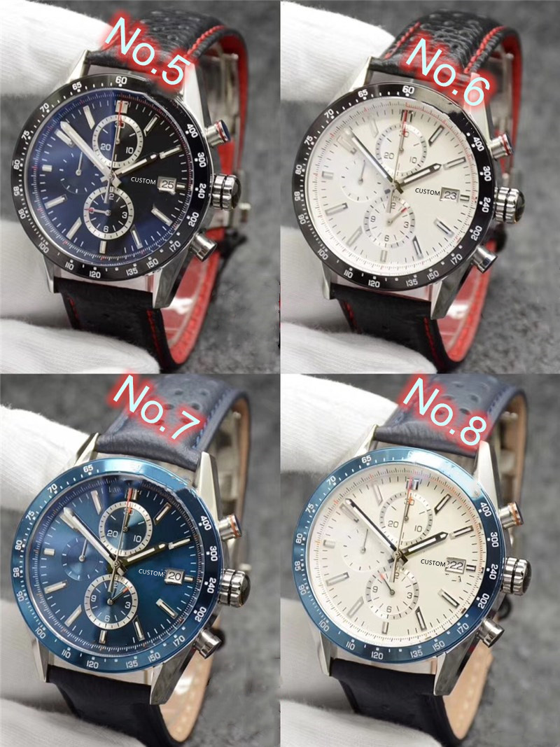 Classic New Men Silver Brown Leather Stainless Steel Chronograph Watch Gulf Racing Sapphire Special Edition Watch Stopwatch89101-image-790414231
