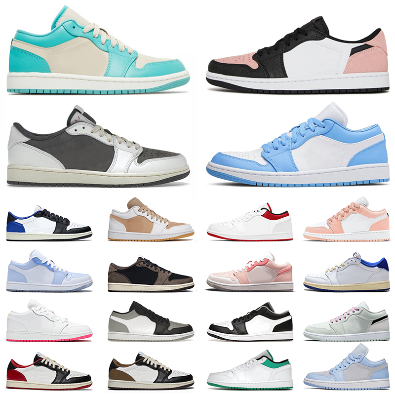 

Reverse Mocha 1 1s Low Jumpman Basketball Shoes Men Women Designer Bleached Coral University Blue Mighty Swooshers Pink Barely Green Sneakers Trainers Big Size 12, B52 royal blue 36-46