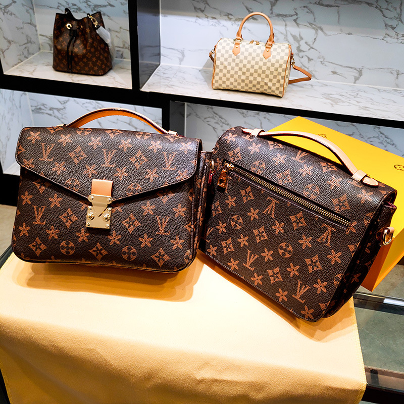 

High Quality womens bags Designer women leather handbags Flap 41581 Luxury shoulder bag female Brown flower ladies brand imitation handbag wallets letter logo