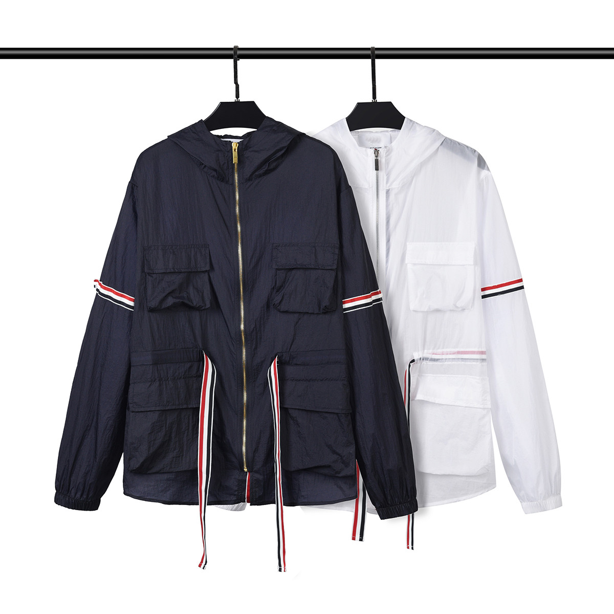 

Quick Dry TB Men's Jacket Fall New Long Sleeve Web Street Loose Hooded Jacket Top #M-XXXL, White