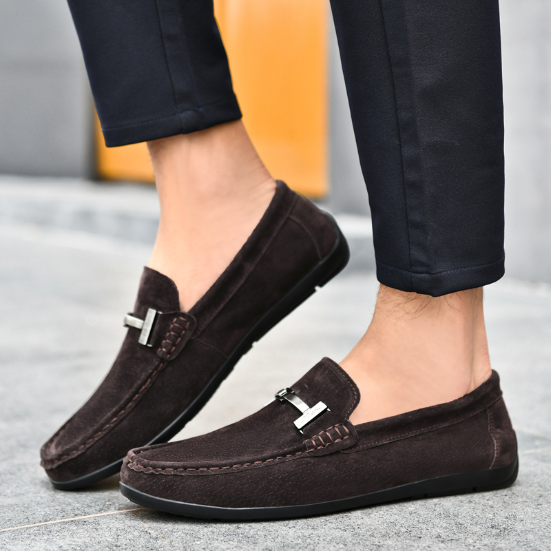 

Suede Leather Man Loafers Luxury Casual Shoes for Men Boat Shoes Handmade Men Slip on Driving Shoes Male Moccasins High Quality, Black