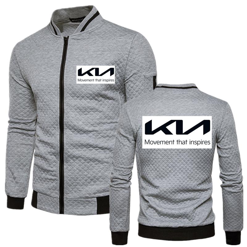 

Men's Jackets Spring Critically Acclaimed KIA Logo Print Customizable Solid Color Zipper Jacket Men Comfortable Streetwear, Black;brown