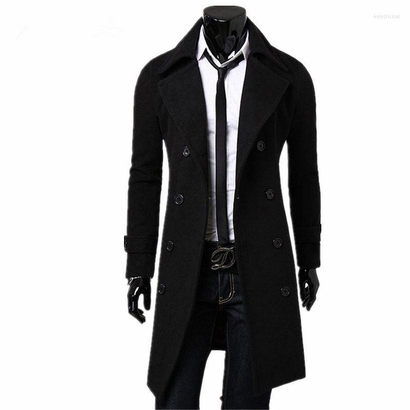 

Men's Trench Coats Mens Coat 2022 Fashion Designer Men Long Autumn Winter Double-breasted Windproof Slim Plus Size Kend22, Black