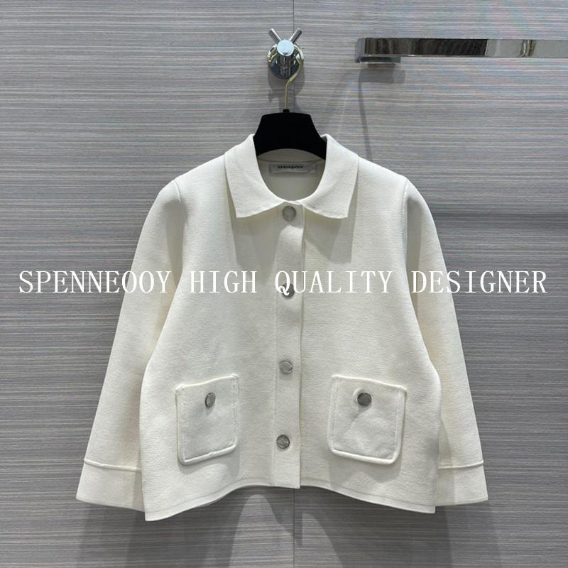 

Women's Knits & Tees Designer High-End Autumn White Knitting Cardigan Jackets Women Long Sleeves Single-Breasted Sweater CoatWomen's