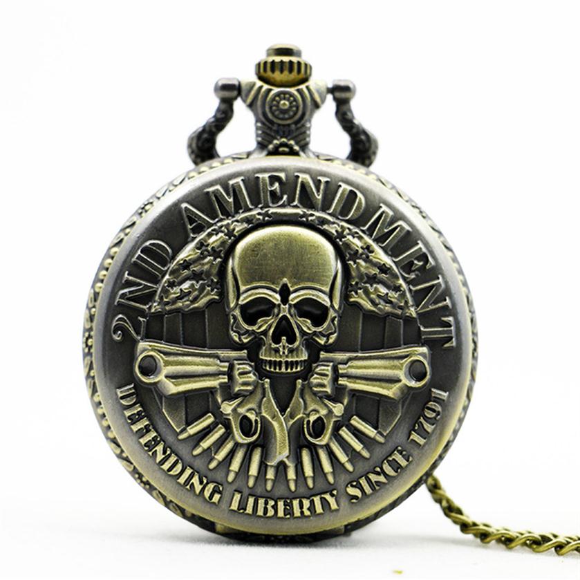 

Vintage Steampunk Bronze High Quality Skull Quartz Pocket Watch Fashion Style Christmas Gift Pendant TD2022194p, As pic