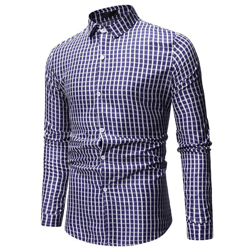 

Men's Casual Shirts YASUGUOJI 2022 Spring Fashion Plaid Long Sleeve Shirt Men Work Dress Checkered Formal For, White;black