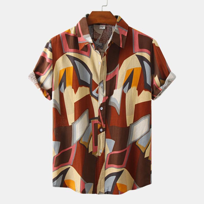 

Men's Casual Shirts 2022 Cotton Fancy Flower Aloha Men Short Sleeve Breathable Print Shirt Plus Size Hawaiian Camisas MenMen's, As the picture show