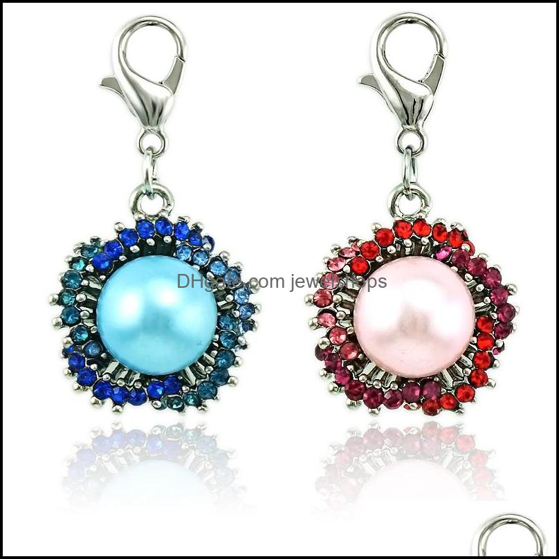 

Wholesale Floating Lobster Clasp Charms Dangle Mticolor Rhinestone Pearl Petal Flower Diy For Jewelry Making Accessories Drop Delivery 2021