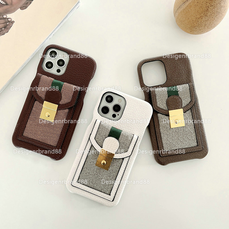

Fashion Luxury Designer Cell Phone Cases With Card Pocket Lanyard For Iphone 13 12 11 Pro Max 11Pro Brand Cards Holder Wallet Designers iPhone Case Leather Crossbody, White