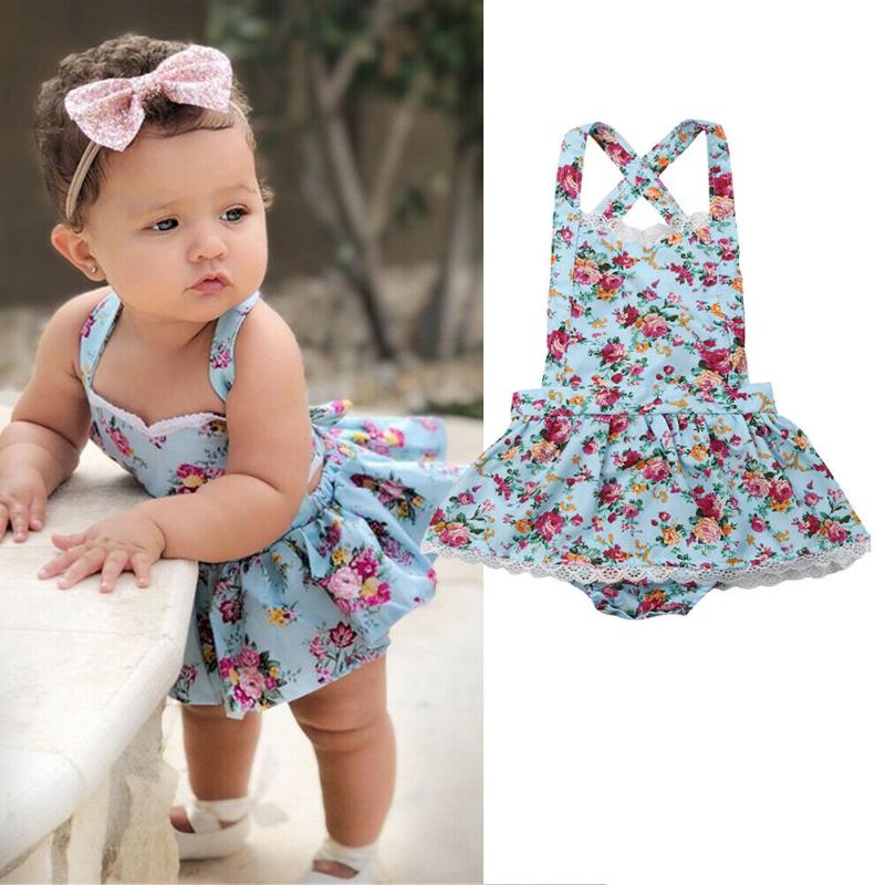 

Rompers CitgeeSummer Baby Girl Floral Dress Born Backless Bodysuit Jumpsuit Neck Cute PlaysuitRompers, As pic