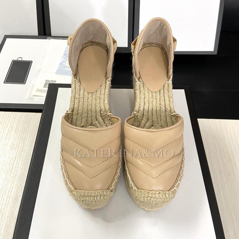 

Sandals Women Sexy Pumps 2022 Spring Summer Platform Super High Wedge Retro Weave Braid Bottom Metal Decor Fisherman ShoesSandals, As show