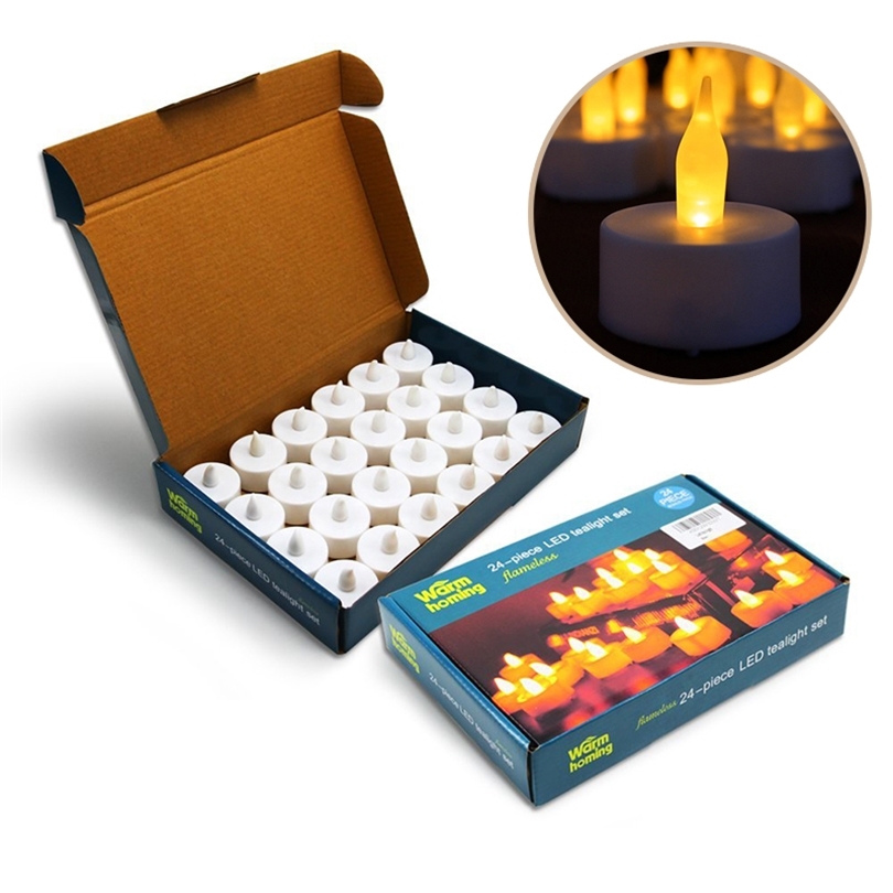 

24pcs/lot Tea light Flickering include batteries LED Candles bougie Bulk velas Electric Candles chandelle Weddings Christmas T200108