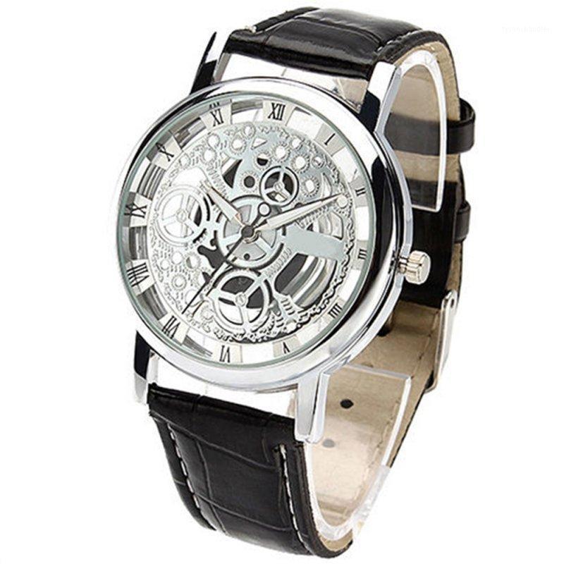 Wristwatches Men's Women's Watch Relogio Masculino Fashion Roman Numerals Faux Leather Band Skeleton Analog Sports Dress Wrist Watches
