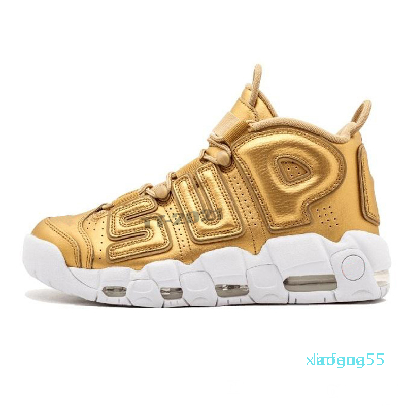 

Newest More UptEmPoS SUPTEMPOs Men Basketball Shoes PRM Premium Wheat Gold s Metallic Tri-colourS 3M Pippen Sneakers 36-47 SY473707609, # 1