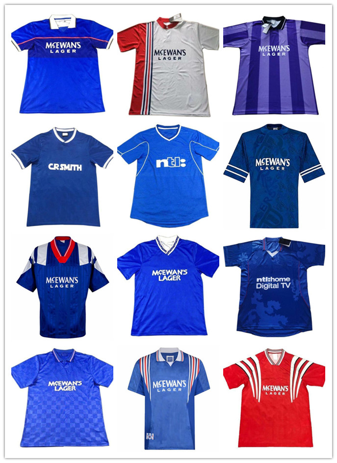 

87 90 92 94 96 97 99 soccer jerseys 2022 2023 Glasgow Rangers 22 23 Retro blue away white GASCOIGNE Soccer Shirts MCCOIST vintage football kits Uniforms