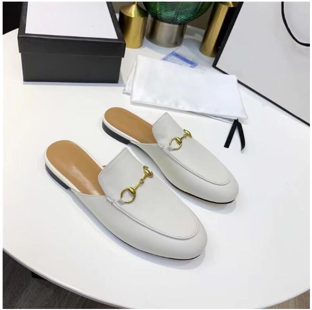 

2022 Women Princetown Slippers Mens Loafers Genuine Leather Cowhide Sandals Casual Shoes Metal Buckle Lace Lazy Slipper With Box, 19