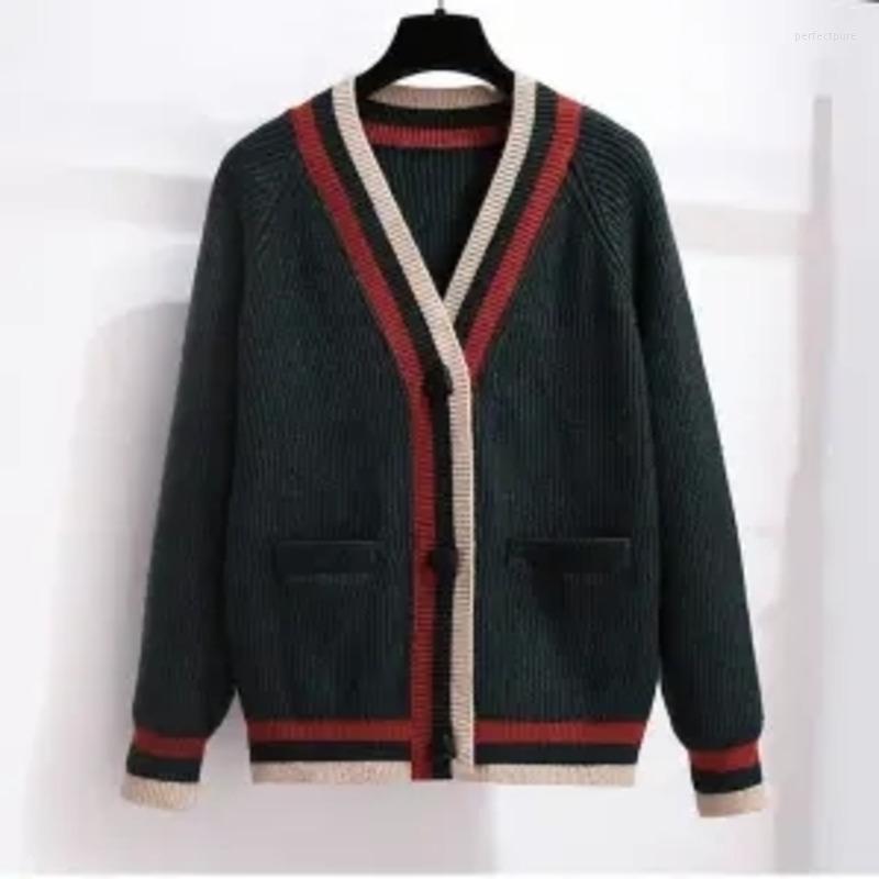 

Women's Knits & Tees Ladies Sweater 2022 Fashion Loose Western Style Long-sleeve V-neck Color Matching Knitted Single-breasted Cardigan Wome, Pink