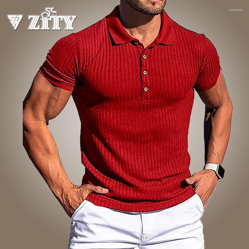 

Men's Polos Mens Shirt Casual Short Sleeve T-Shirt Solid Color Gym Workout Tops Men Knitted Stripe T Slim Fashion Basic TeeMen's Men'sMen's, Black