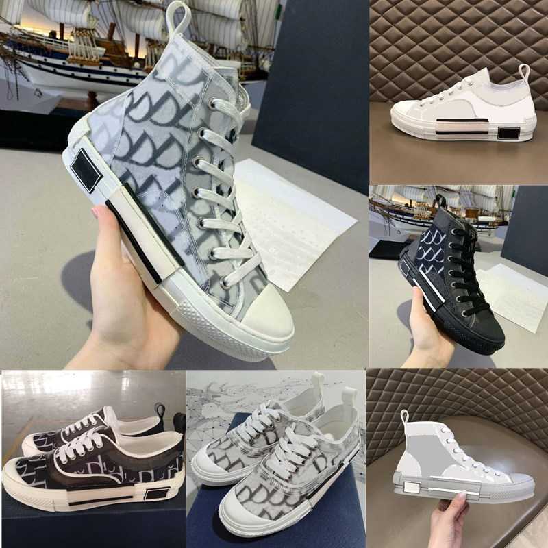 

2021 Designer B22 B23 Casual Shoes Oblique High Low Top Sneakers Obliques Technical Embroidery Flowers Outdoor Leather Shoe With Box, 36