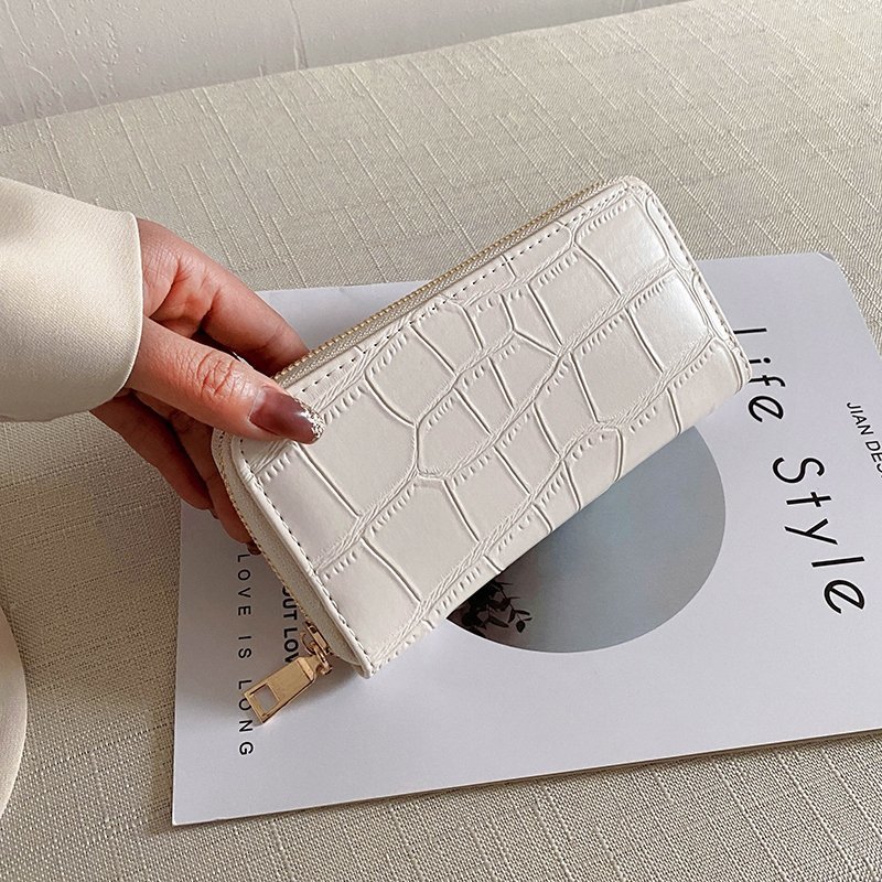 

3pcs Long Wallets Women PU Stone Prints Plain Large Capacity Clutch Bag Mix Color, Black