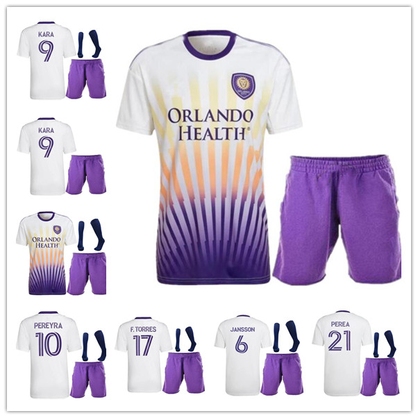 

2022 2023 Orlando City SC KARA PEREYRA Kids Kit Soccer Jerseys RUAN JANSSON PATO F. TORRES PEREA Home Away White Football Shirt