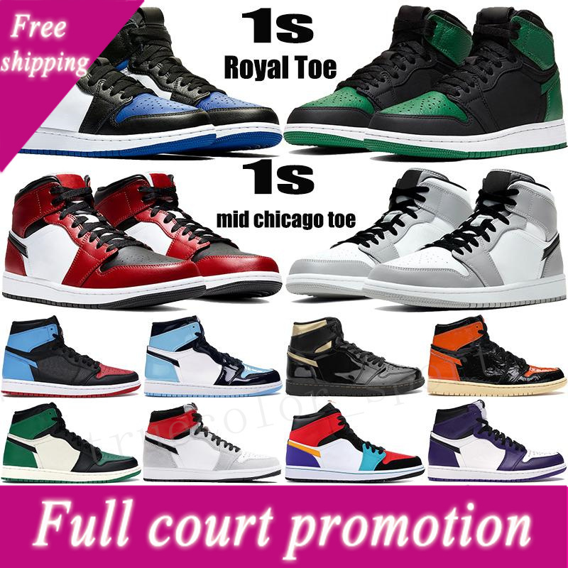 

UNC High quality 1 1s basketball shoes hyper royal mid pink quartz think 16 metallic silver turbo green men women trainers sports sneakers, 33