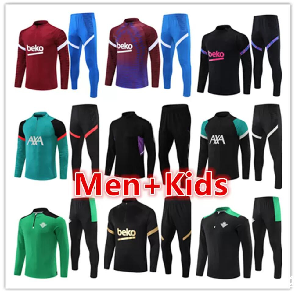 

real betis mens + kids football tracksuits training suit jerseys jacket sets 2022 men kid soccer tracksuit jogging kit chandal futbol survetement foot Sportswear set, 18