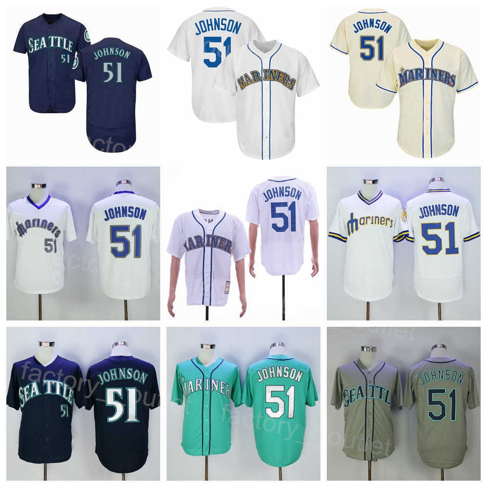 Vintage Baseball Throwback 51 Randy Johnson Retro Jersey Men Team Color Navy Blue White Purple Grey Green Flexbase Pullover Cool Base Cooperstown-image-775622063