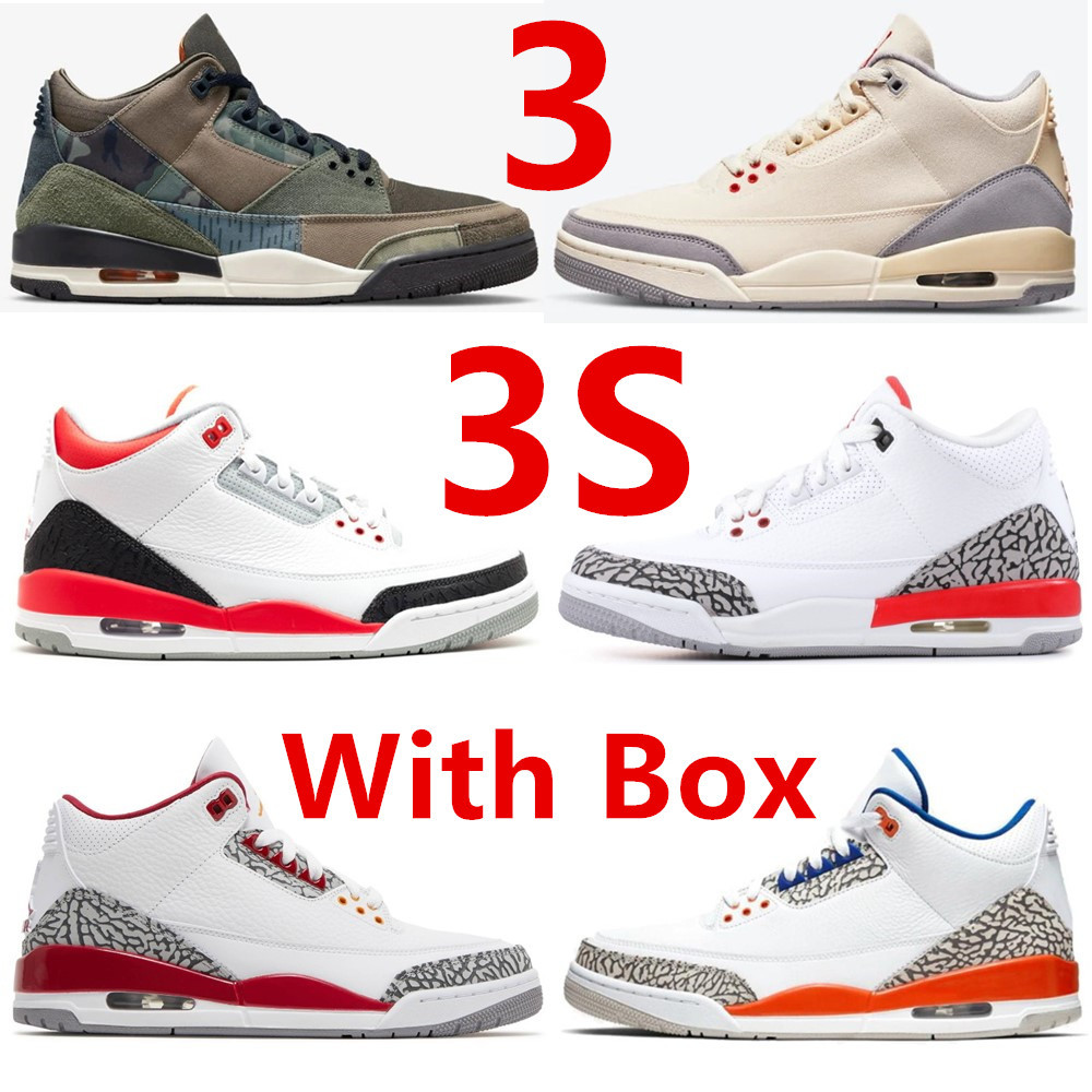 

With Box Basketball Shoes Eminem x 3 Slim Shady PE Jumpman 3s High Fire Red Knicks Patchwork Muslin Mens Womens Sports Sneakers Trainers