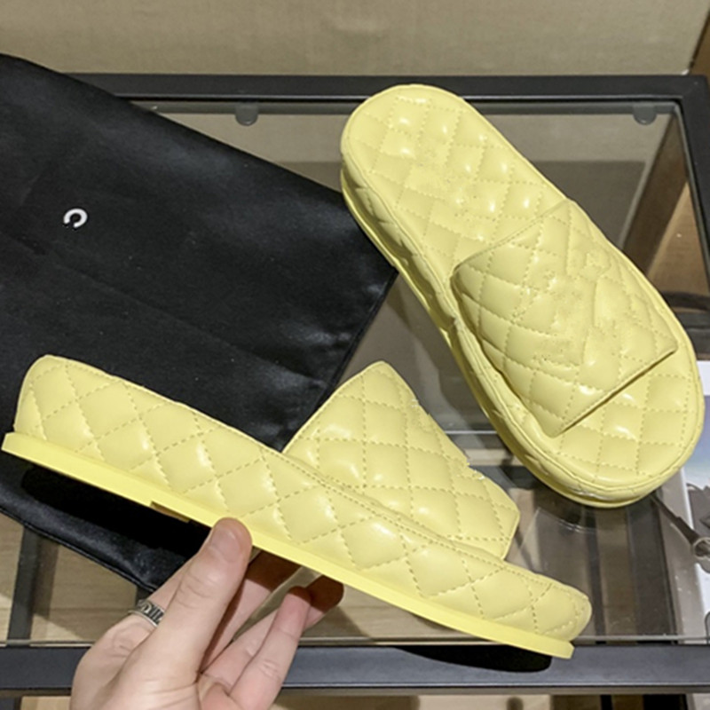 

Embroidery Quilted Platform Slippers Women Ladies leather Sandals Beach Mule Pool slide thick bottom Summer Slip On High Heel Flats Wedge Sandal Pillow Sliders, Fill postage