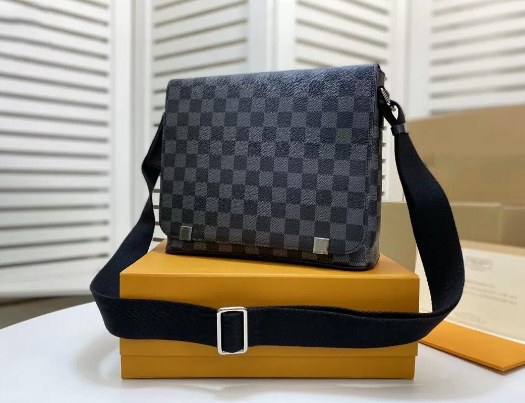 

GGs LVs YSLs louiseity viutonity LOUISS VUTTONS Bag Mikoms Genuine Leather District Men Crossbody Shoulder Bags Designers Business Briefcase, Black lattice